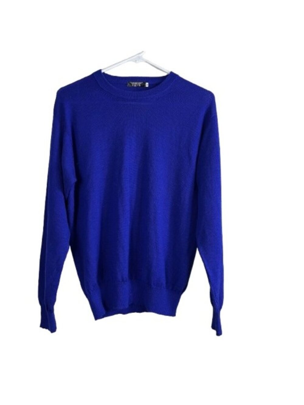 VTG Y2K 100% Pashmina Royal Blue Knit Crewneck Sweater Womens M Handmade Nepal